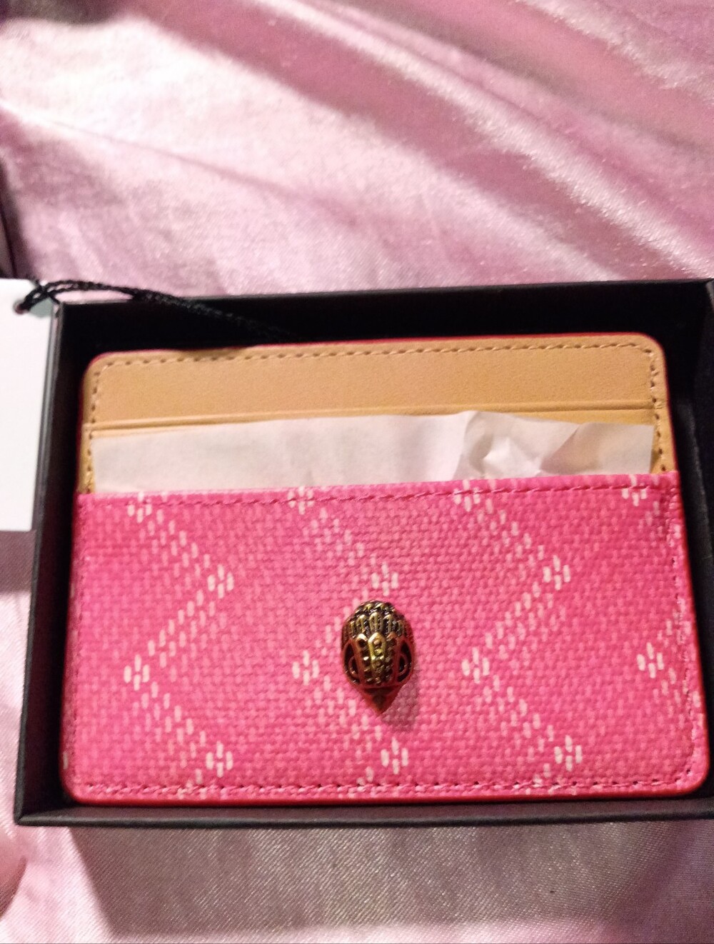 Kurt Geiger Pink Women's Card Holder with Tan Accent